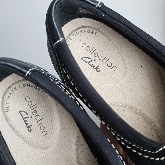 Clarks Women’s Ashland Joy Leather Slip-On Loafers Black Comfort Shoes Size 7M - Picture 9 of 14